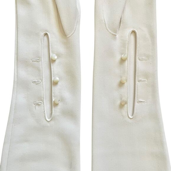 Vintage White Formal Opera Length Wedding Long Evening Gloves 23" Long Size S - Picture 5 of 7